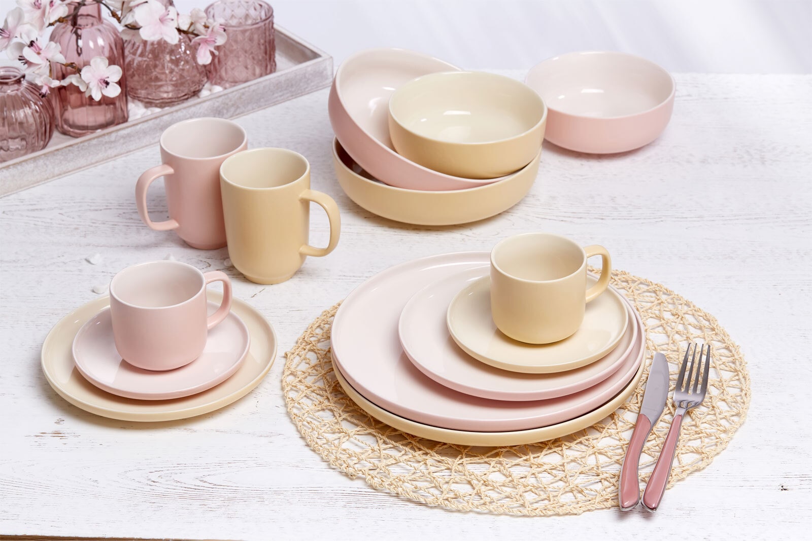 Ritzenhoff & Breker Pastaschale JASPER 4er Set rosa/ weiß