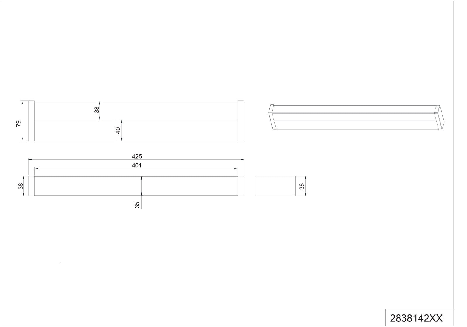 TRIO LED Badlampe FABIO 42 cm schwarz