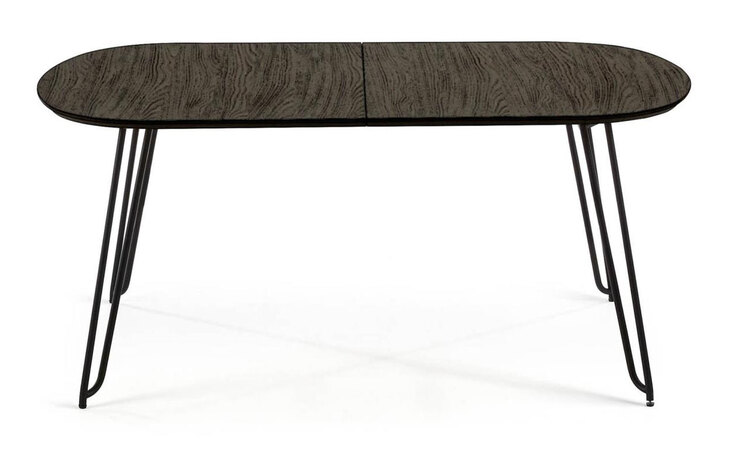 Kave Home Esstisch oval MILIAN 140-220 x 90 cm stahl /NB Esche furniert