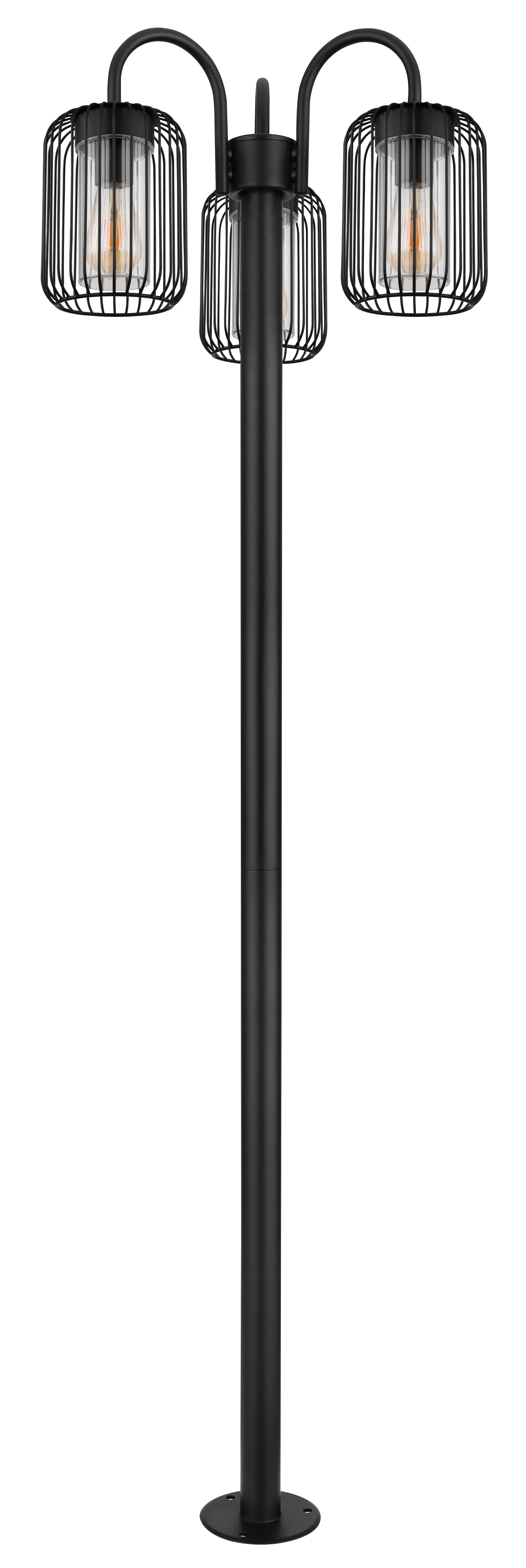 GLOBO LED Retrofit Mastleuchte ADELHEID 3-flg 180 cm schwarz
