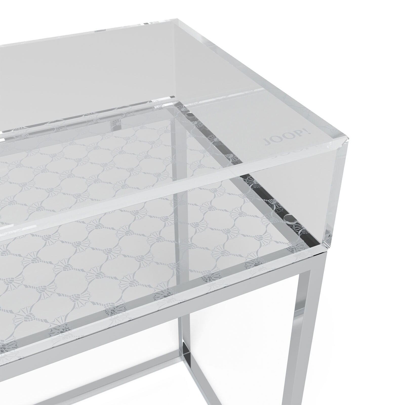 JOOP! Regal CUBE 120 x 56 cm silberfarbig / Glas Optiwhite