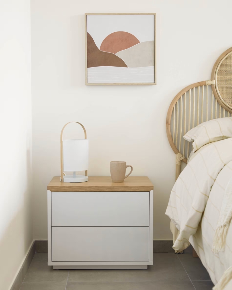 Kave Home Nachttisch ABILEN weiß/ braun