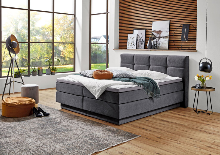 CASAVANTI Boxspringbett PORTAGE 180 x 200 cm grau