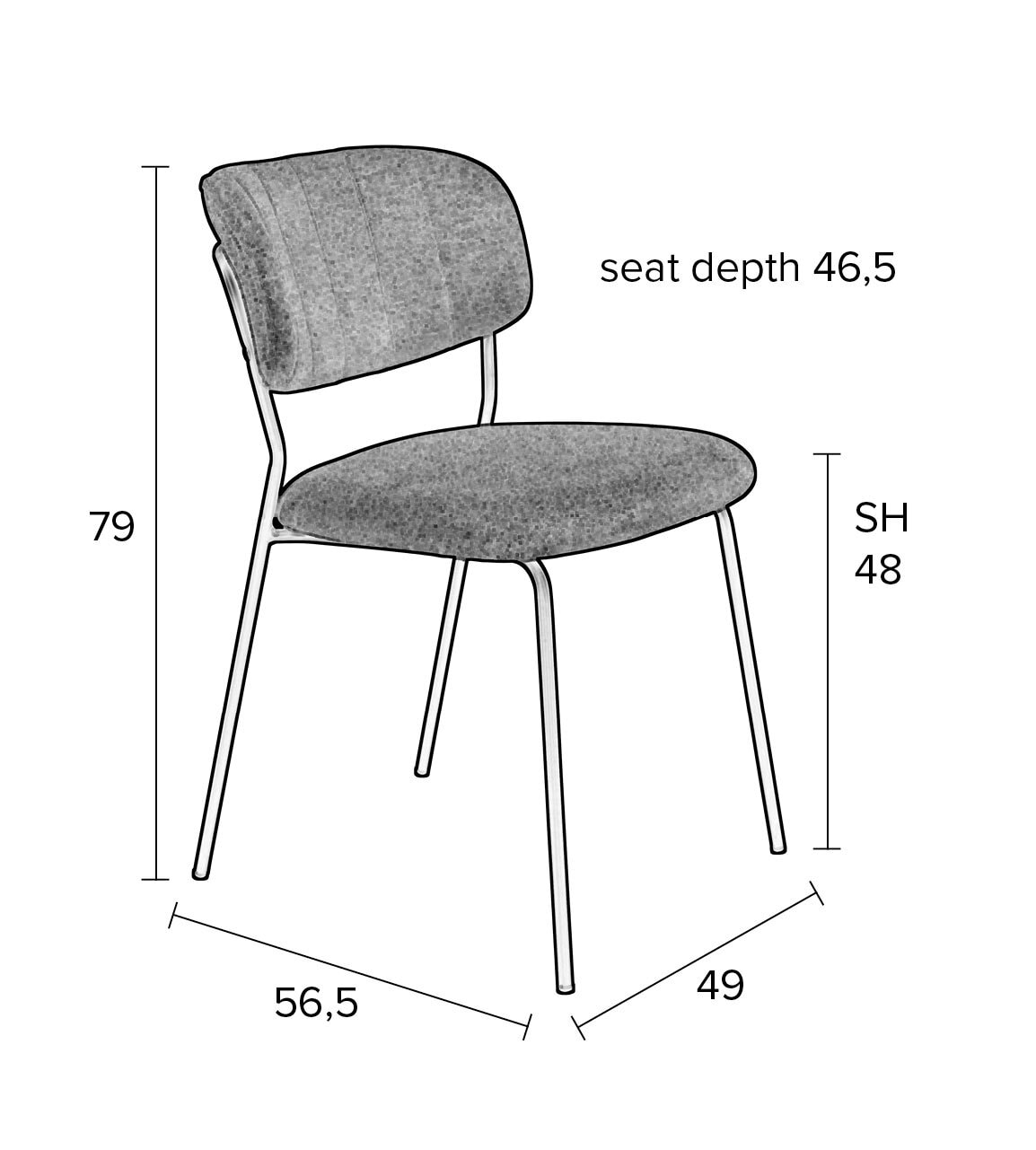 Esszimmerstuhl ISA 2er Set dunkelgrau