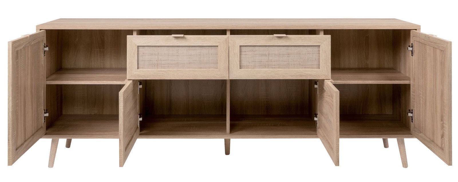 Sideboard BALI 180 x 71 cm Sonoma Eiche/ Rafia Geflecht