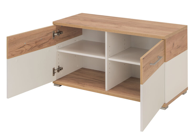 Schuhschrank THEO 96 x 51 cm Weiß/ Navarra Eiche NB