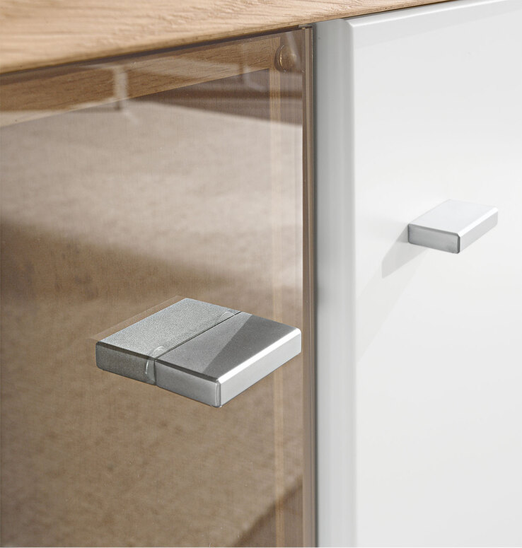 CASAVANTI Wohnwand ANDORRA 350 x 184 x 41 cm Asteiche furniert/ Lack weiß