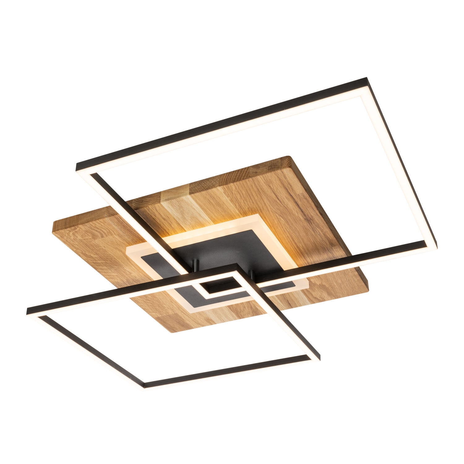 ELOBRA LED Deckenlampe PANAMA 61 x 61 cm schwarz /Holz