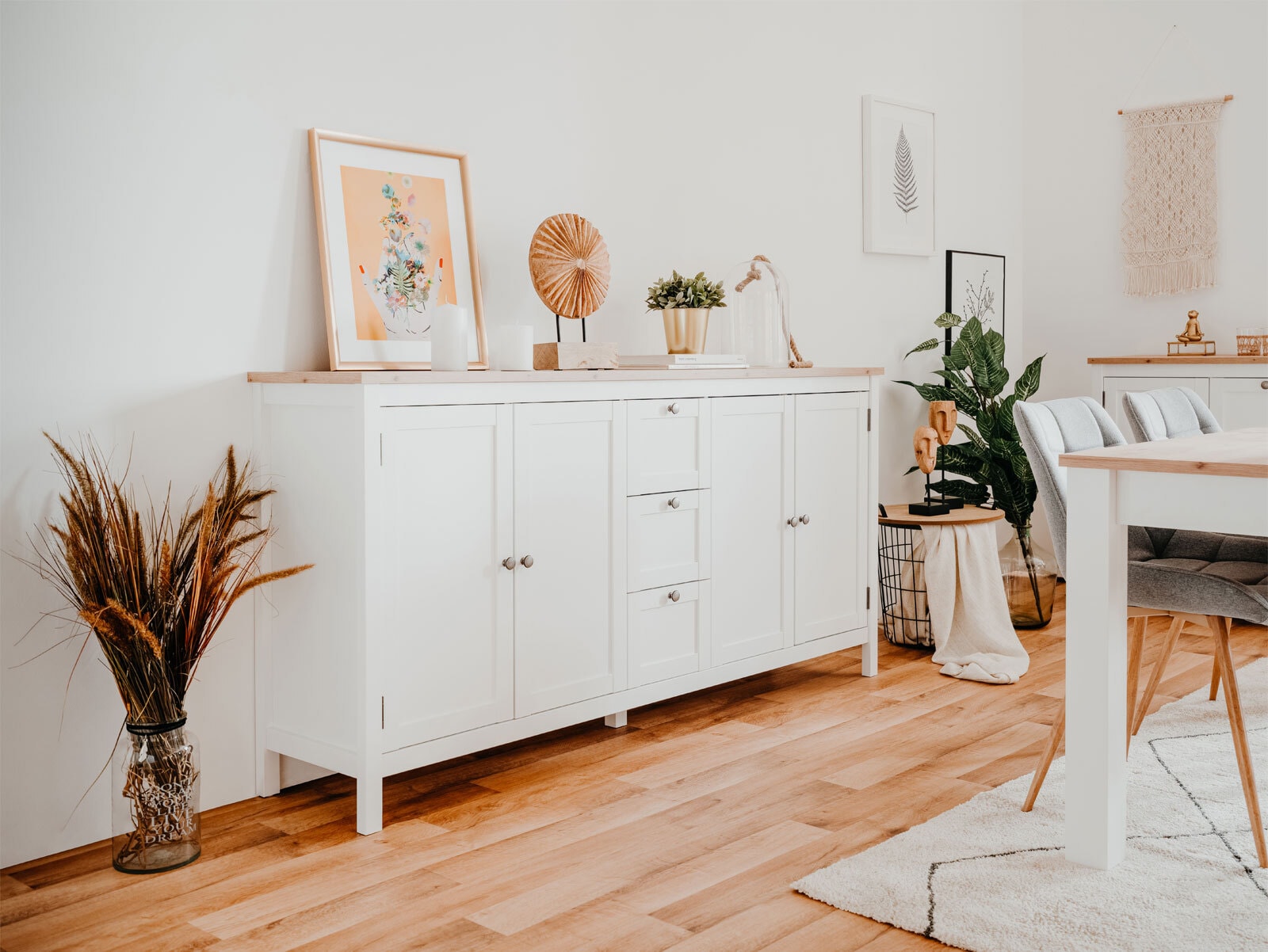 Sideboard BERGEN 180 x 90 cm weiß/Artisan Oak