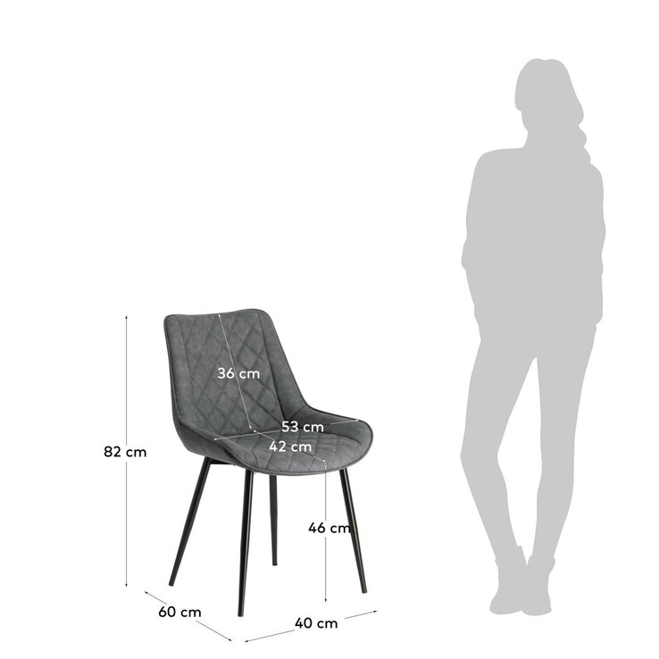 Kave Home Esszimmerstuhl ADELIA 2er Set grau