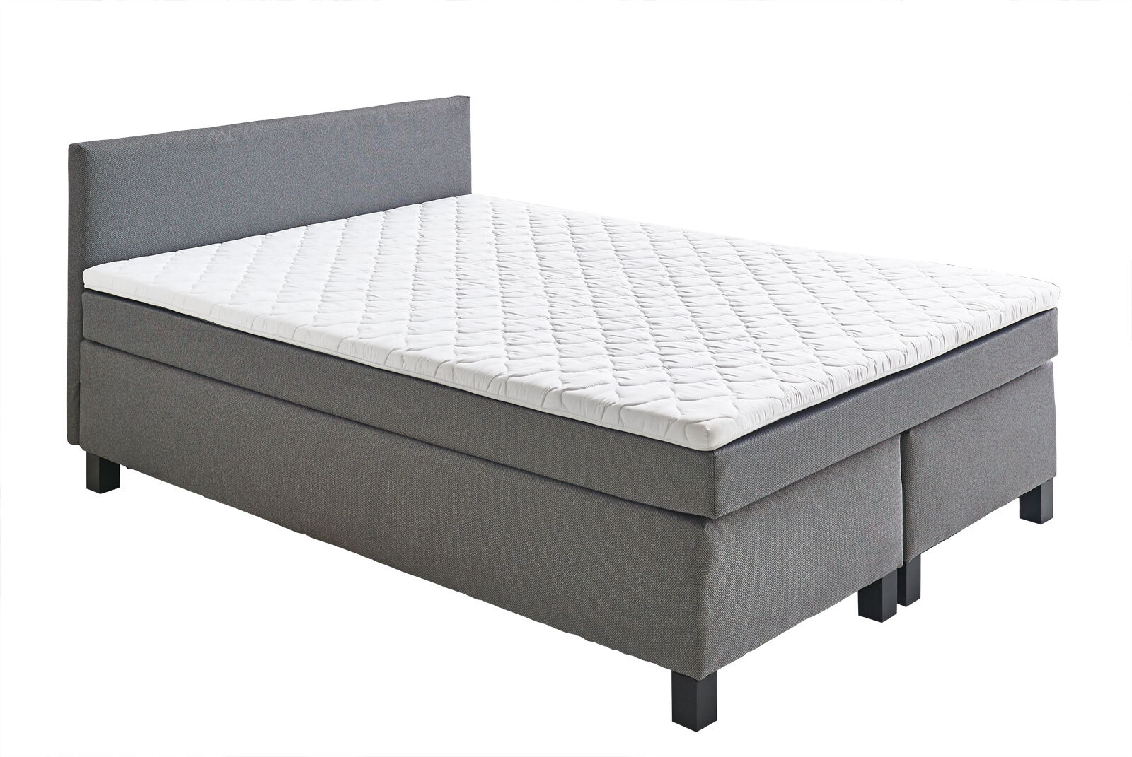 Boxspringbett SUSANNE 140 x 200 cm Stoffbezug silbergrau