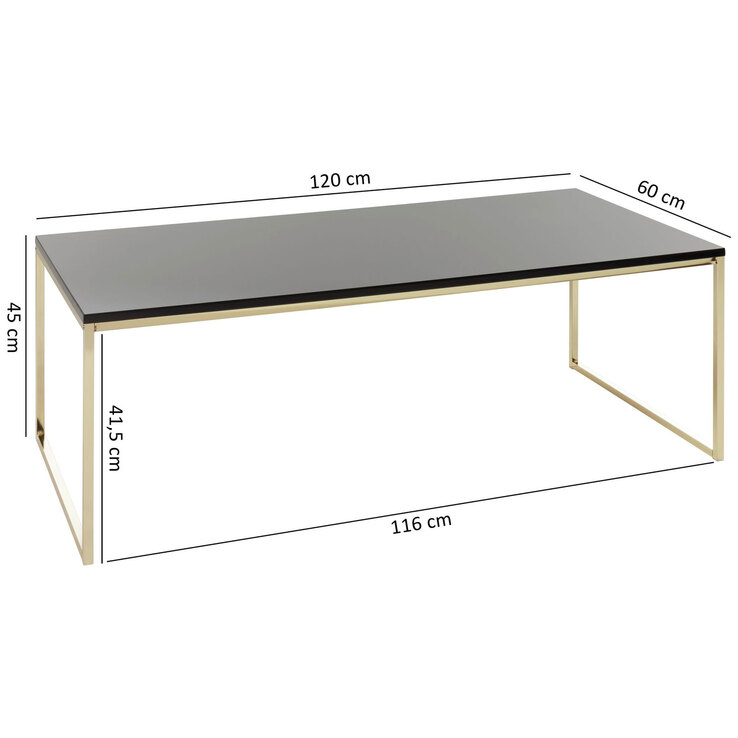 Couchtisch 120 x 60 cm Goldfarbig/ Schwarz