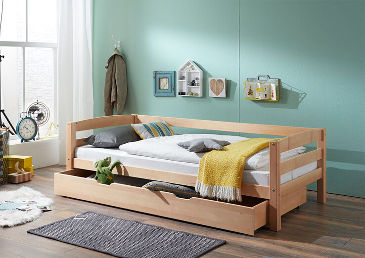 Juniorbett 90 x 200 cm Buche Massiv natur