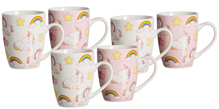 Ritzenhoff & Breker Kaffeebecher UNICORN 6er Set weiß/ rosa