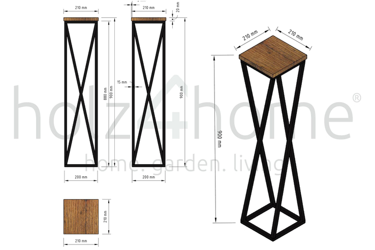 holz4home Blumenständer 21 x 90 cm Eiche geölt