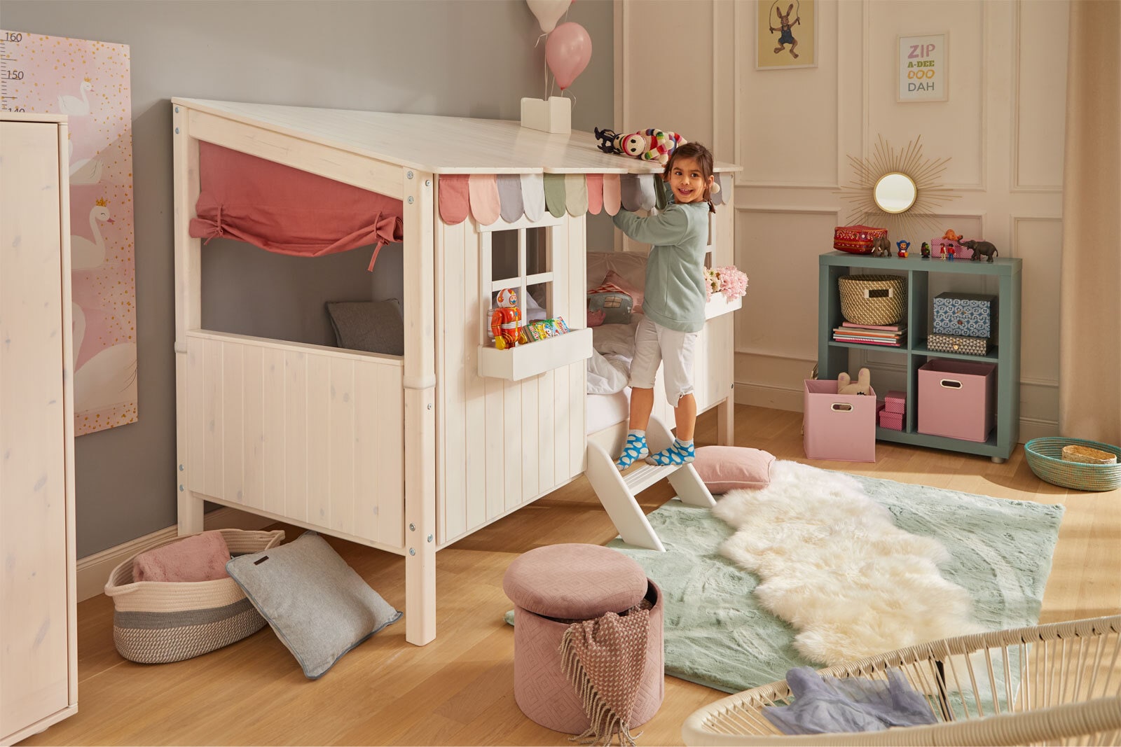 FLEXA Spielbett CLASSIC 90 x 200 cm Holznachbildung weiß 