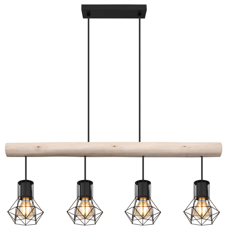 GLOBO Retrofit Balkenpendel PRISKA 82 cm Holz /schwarz