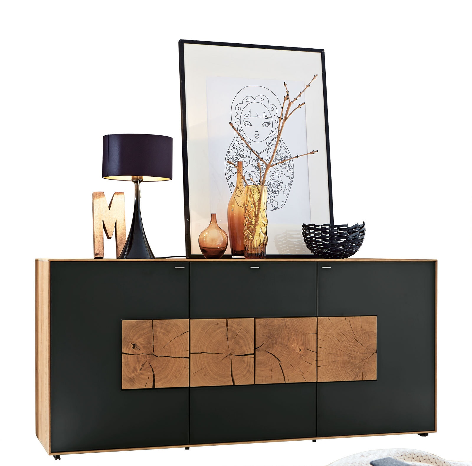 hartmann Sideboard II CAYA 175 x 81 cm Kerneiche /anthrazit