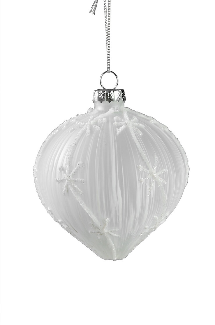 casaNOVA Weihnachtsbaumschmuck Zwiebel 8 cm weiß transparent / bemalt /Glitzer weiß