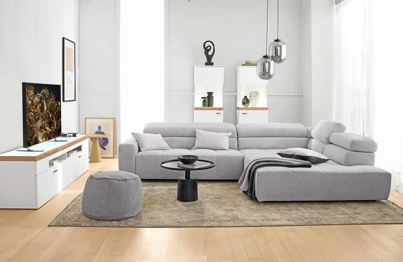 Ecksofa DENVER 311 x 219 cm grau