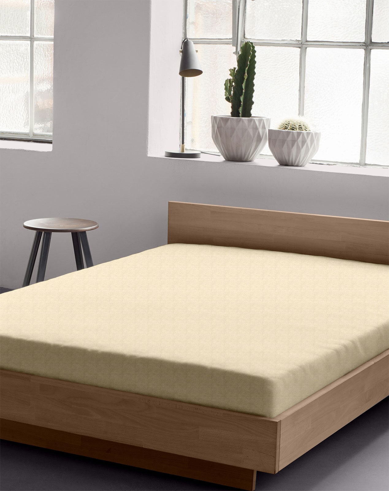 DORMISETTE Biber-Spannbettlaken 90-100 x 200 cm beige