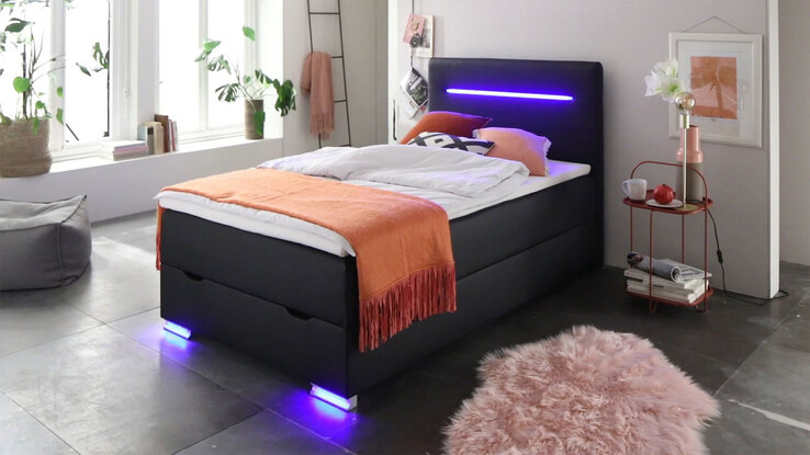 Boxspringbett LAS VEGAS 140 x 200 cm schwarz