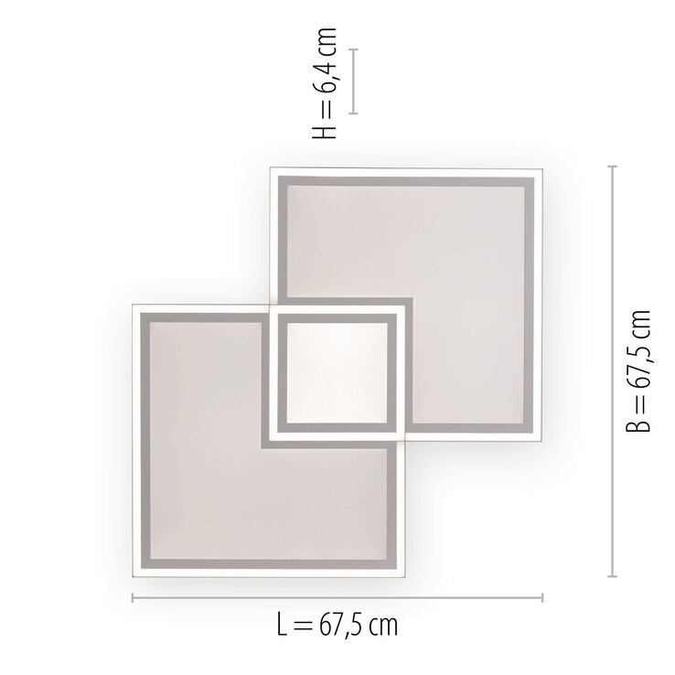 JUST LIGHT LED Deckenlampe EDGING 68 cm weiß