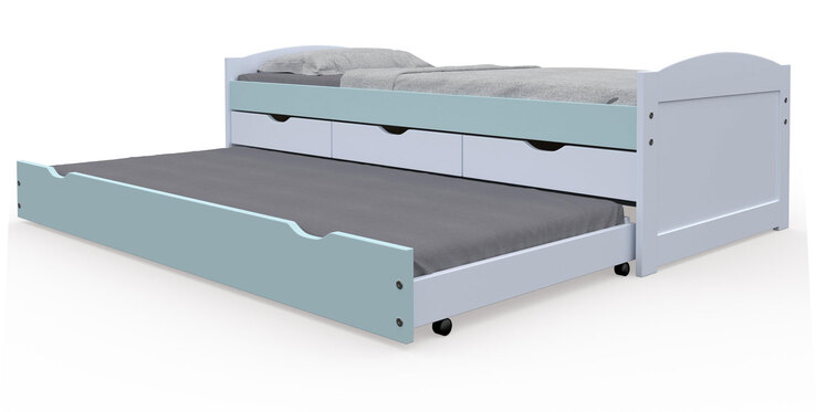 Stauraum-/Funktionsbett KILIAN 90 x 200 cm weiß/ pastellgrün