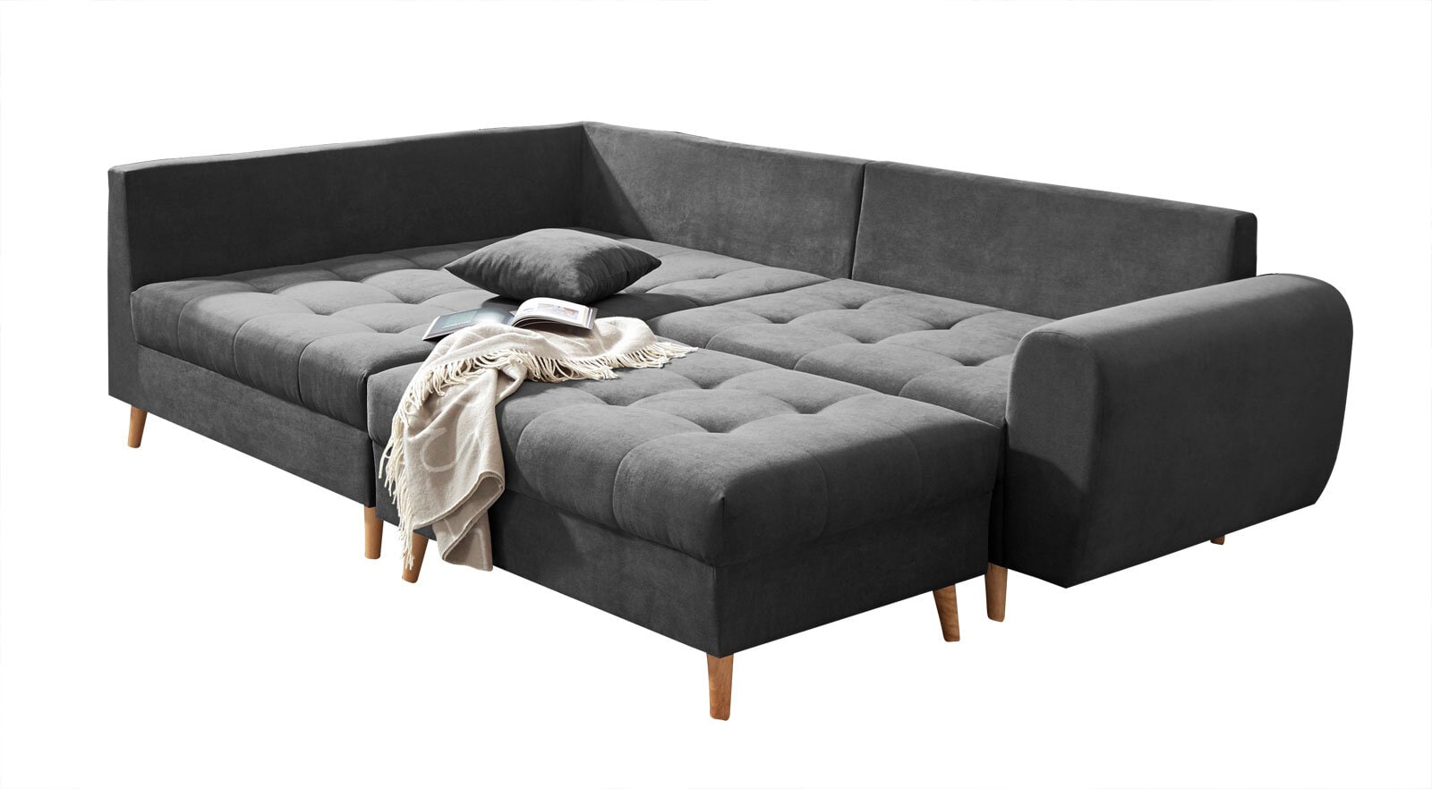 Ecksofa mit Hocker AMALIA L anthrazit