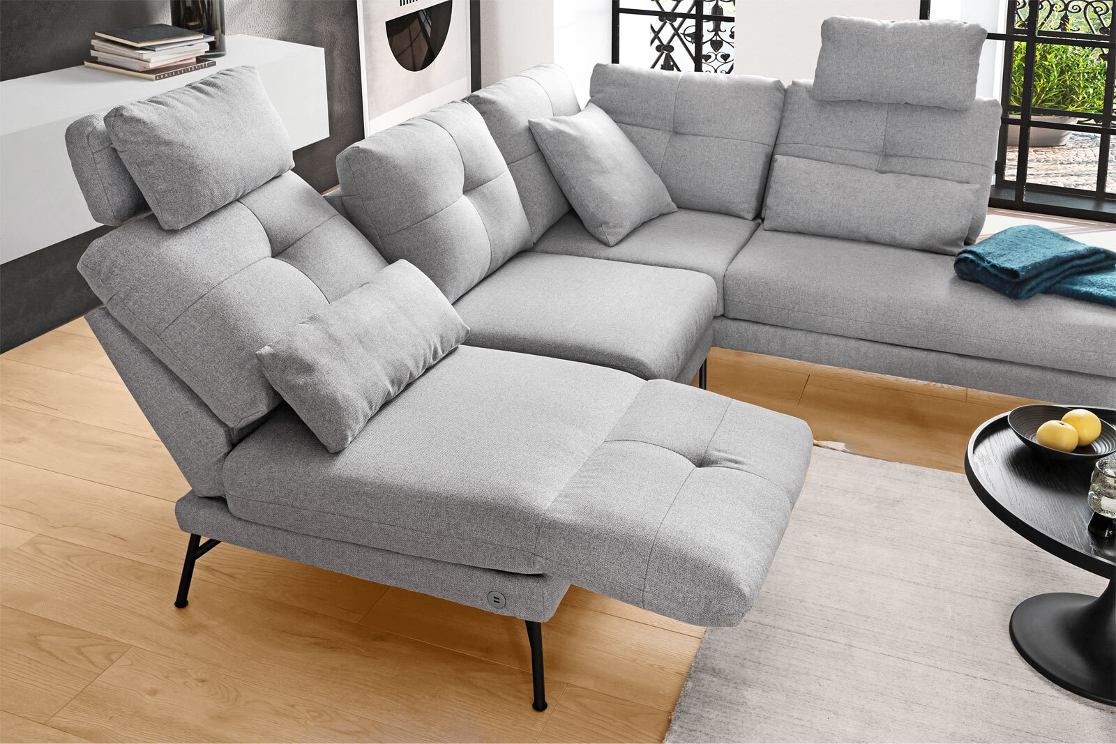 MONDO Ecksofa ASSEA 164 x 208 cm light grey