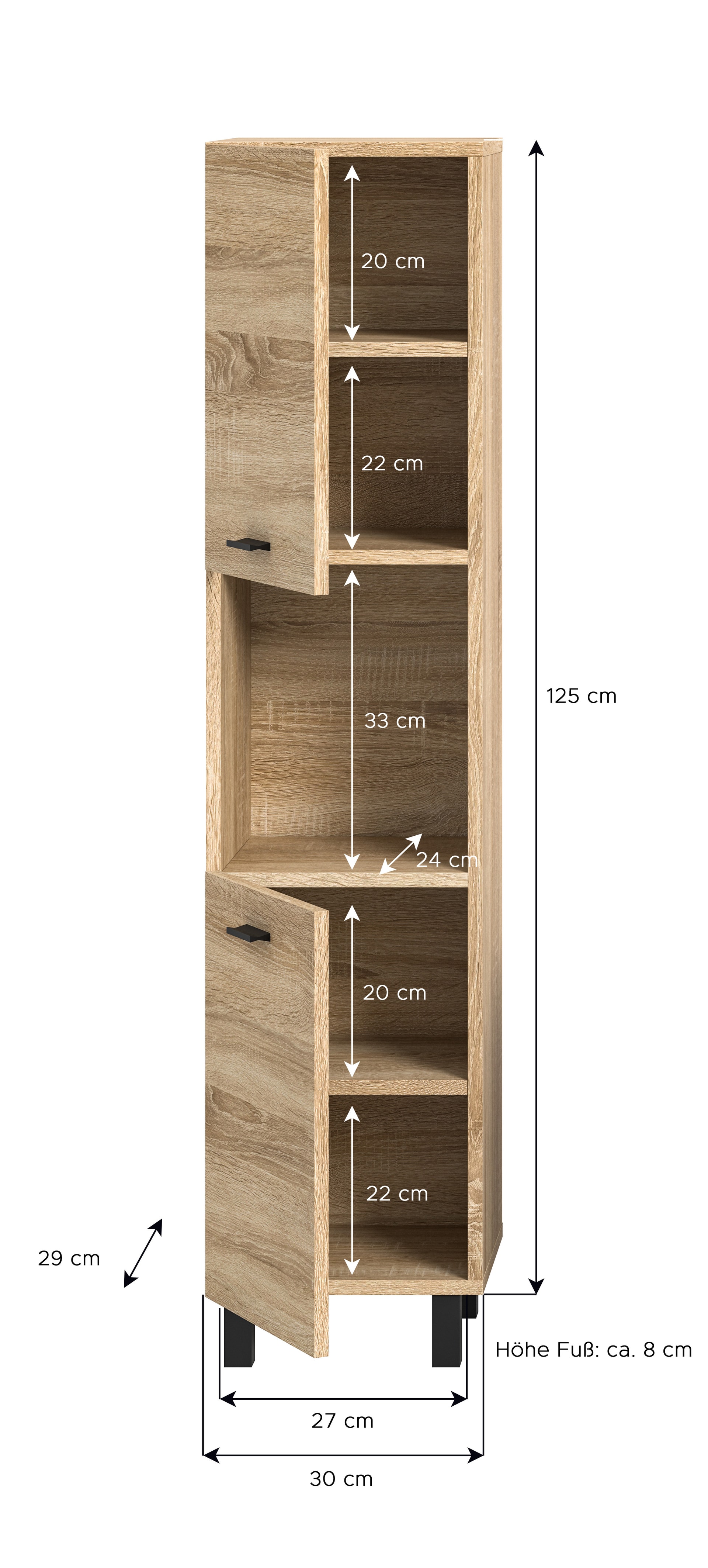 Bad-Midischrank BOSTON braun 125cm