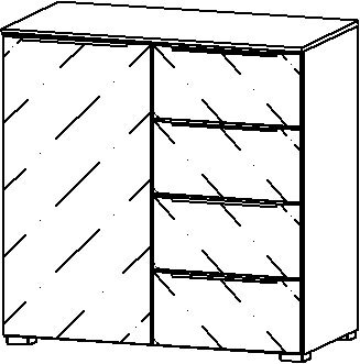 Kommode ALDONO VII 42 x 80 x 81 cm NB/Glas graphit