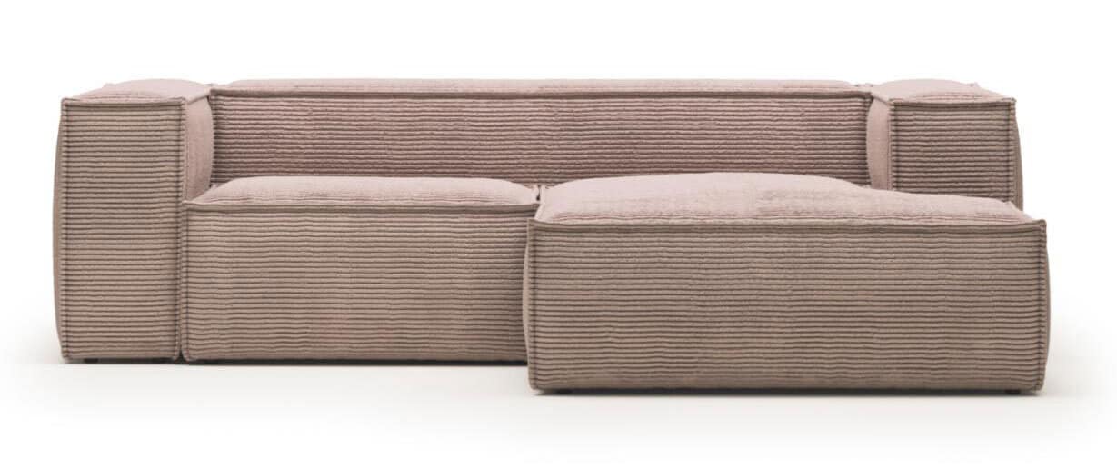 Kave Home Ecksofa BLOK 240 x 174 cm Cord rosa