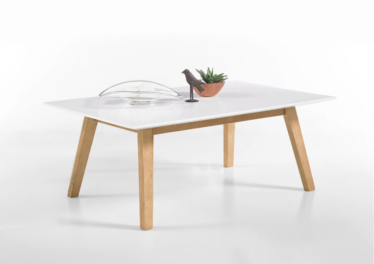 PHILL HILL Couchtisch RIBE 110 x 70 cm Eiche massiv/ Platte furniert weiß