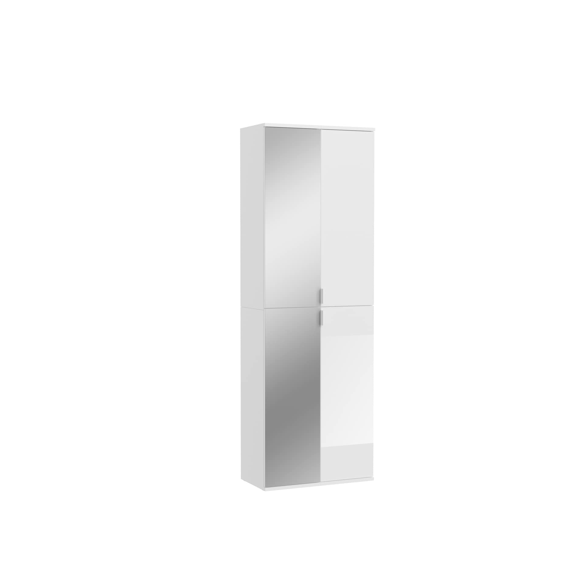Garderobenkombination PROJEKT X 2-teilig 60 x 193 cm Spiegelfront/weiß Hochglanz