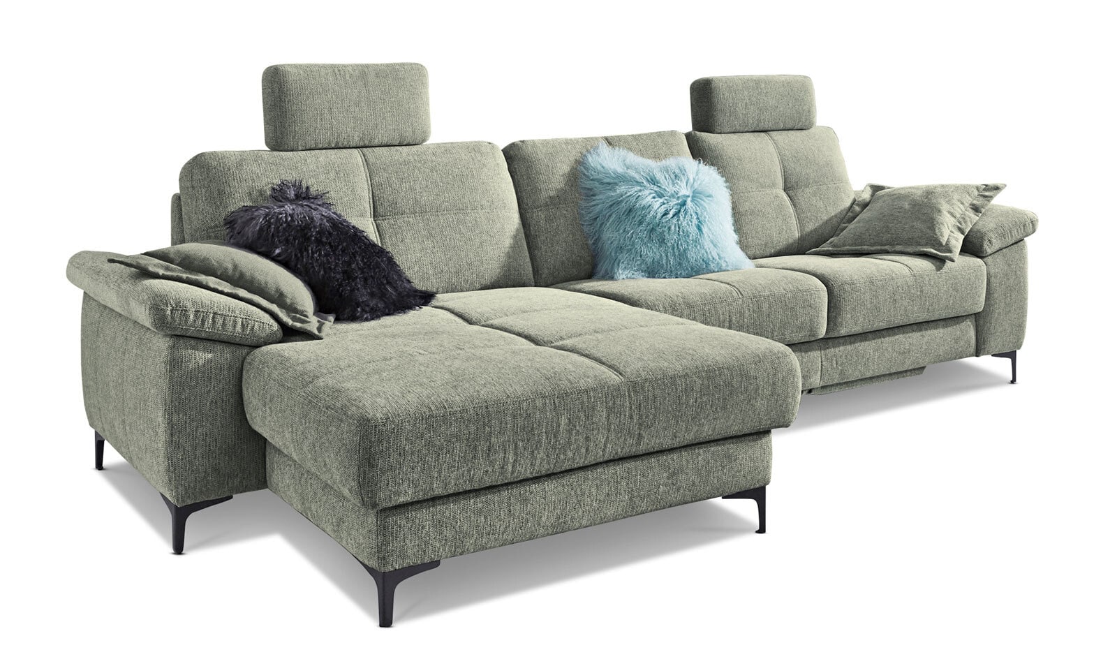 LASCONDO Ecksofa ROMINA SF-L 162 x 296 cm Famous oliv