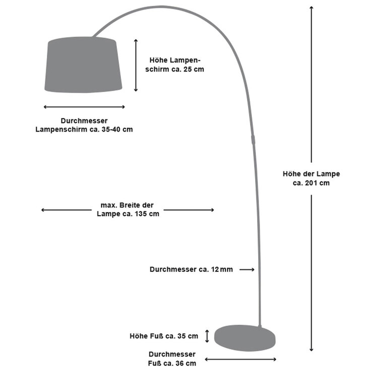 Retrofit Bogenlampe 201 cm schwarz