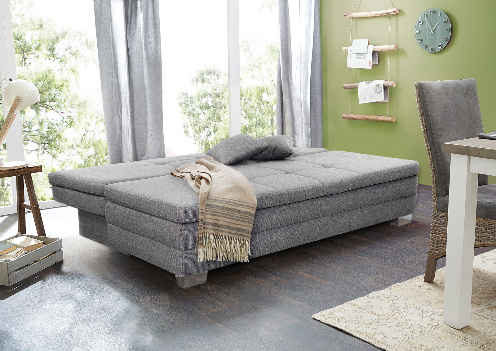 Schlafsofa KATIE 85 x 203 cm Stoffbezug grau