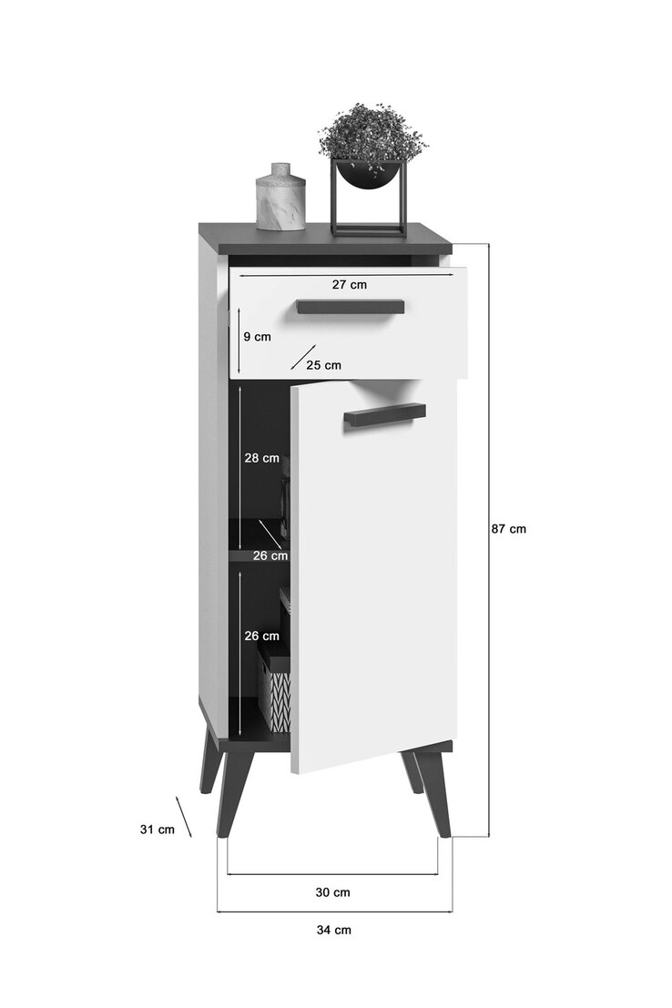 Bad Unterschrank ROCKET 34 x 87 cm weiß/ anthrazit