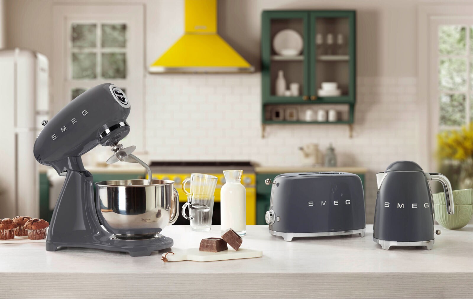 SMEG Küchenmaschine Full-Color Slate Grey/ silberfarbig