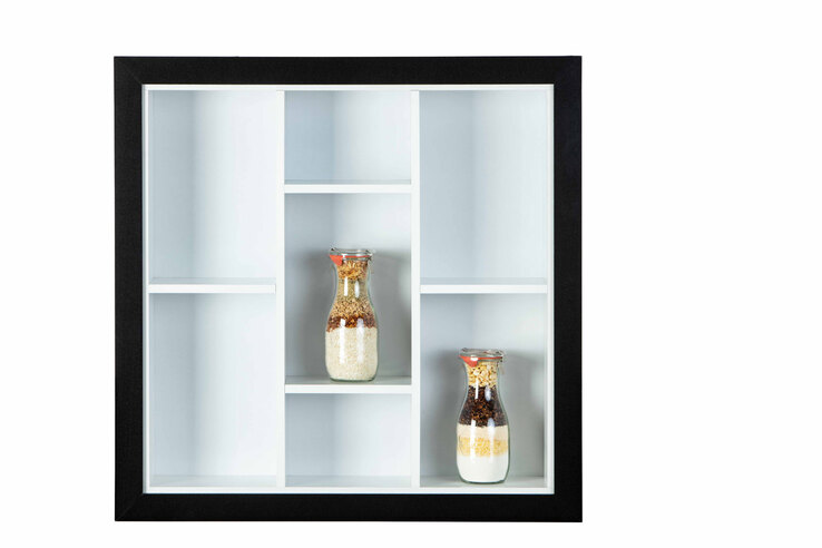 Sammlervitrine LENNY 66,5x66,5x13,7 cm Schwarz/Weiß