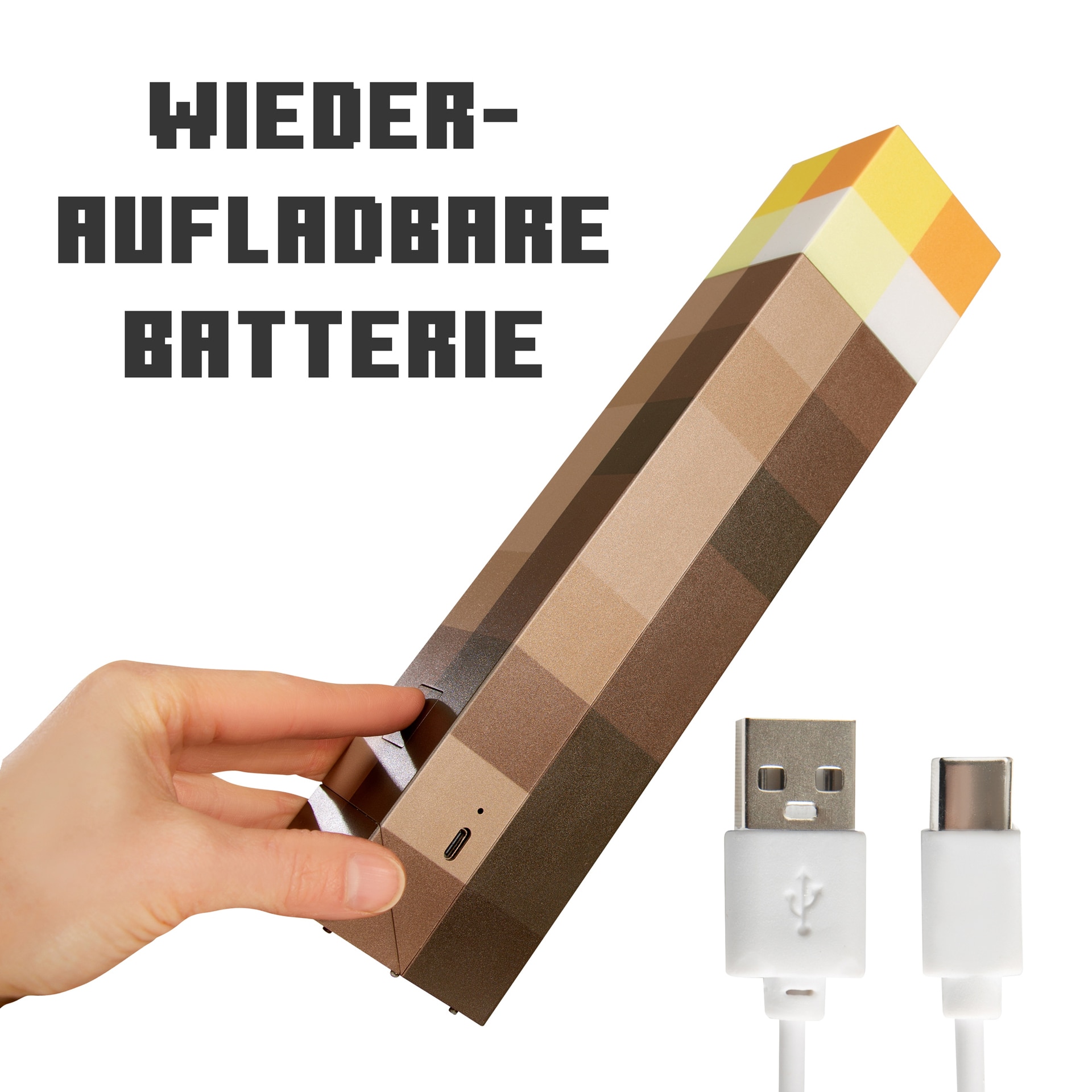 Akku LED Dekoleuchte Fackel MINECRAFT 2-tlg