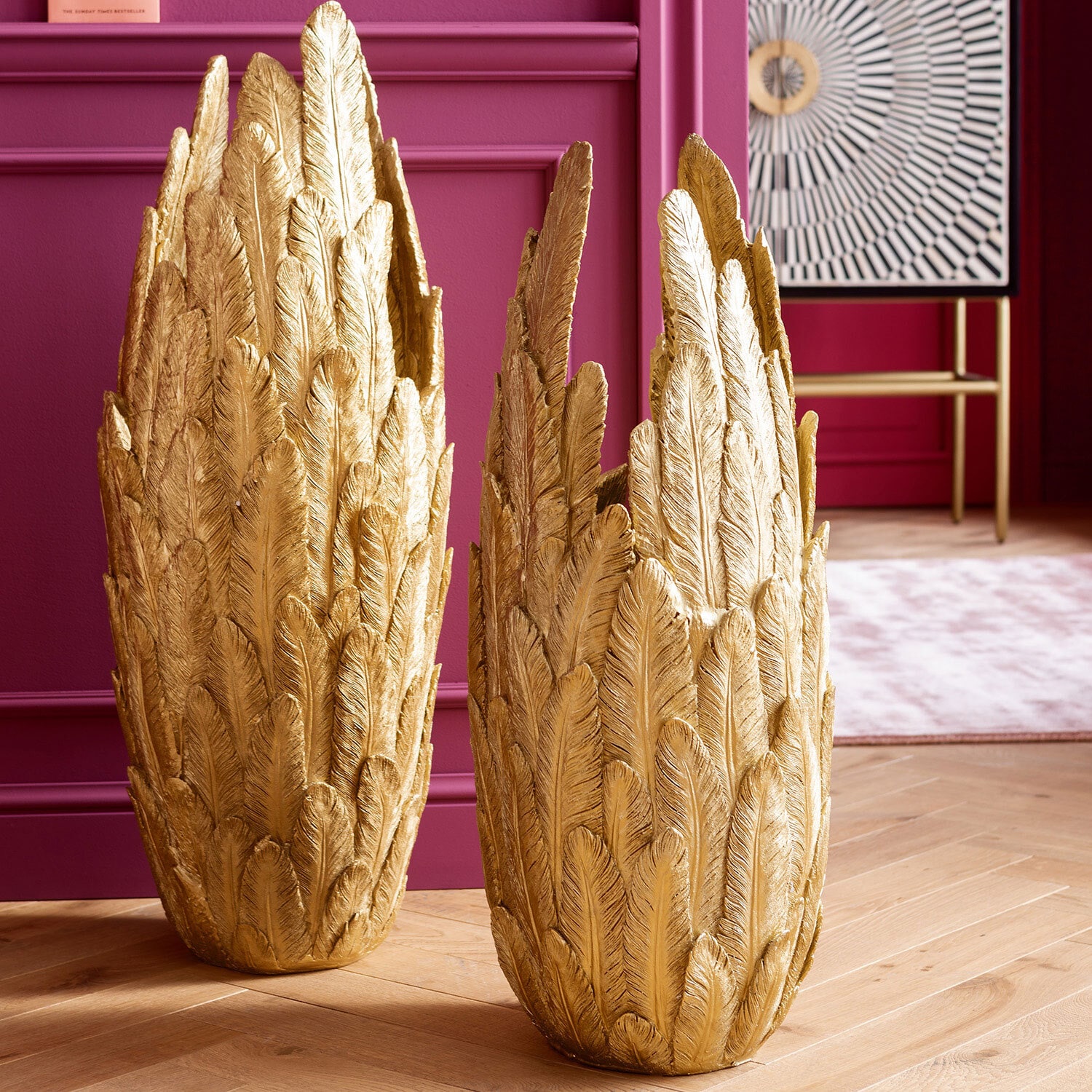KARE DESIGN Vase FEATHERS 80 cm gold