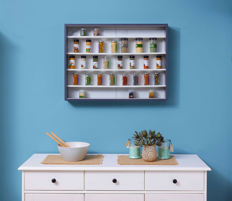 Sammlervitrine HENDRIK 80x60x9,5 cm Grau/Weiß