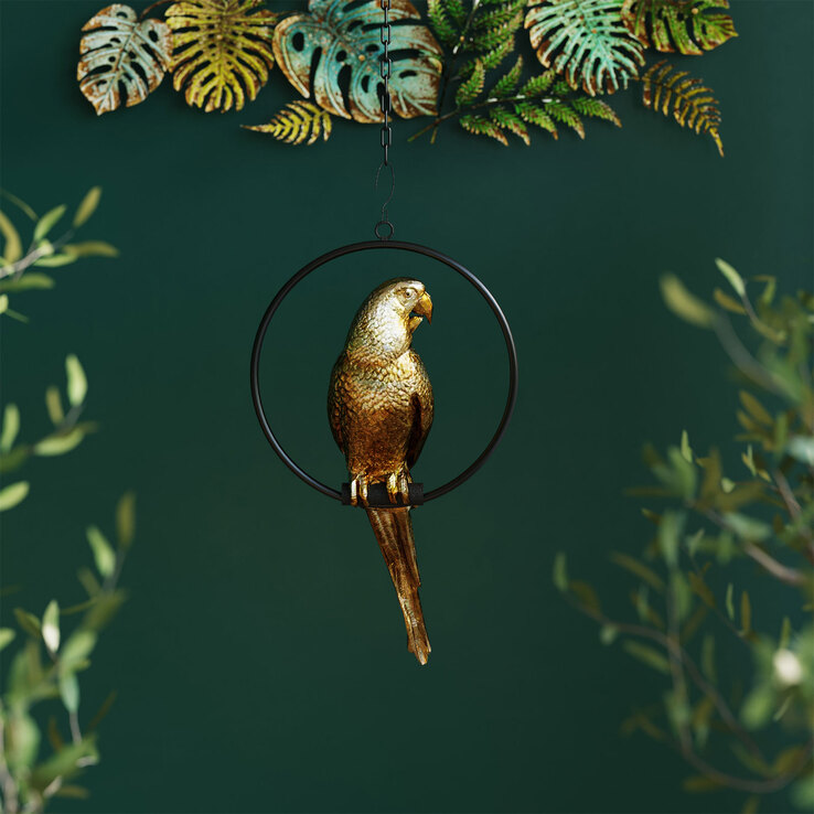 KARE DESIGN Dekofigur SWINNGING PARROT 88 cm Kunststoff goldfarbig