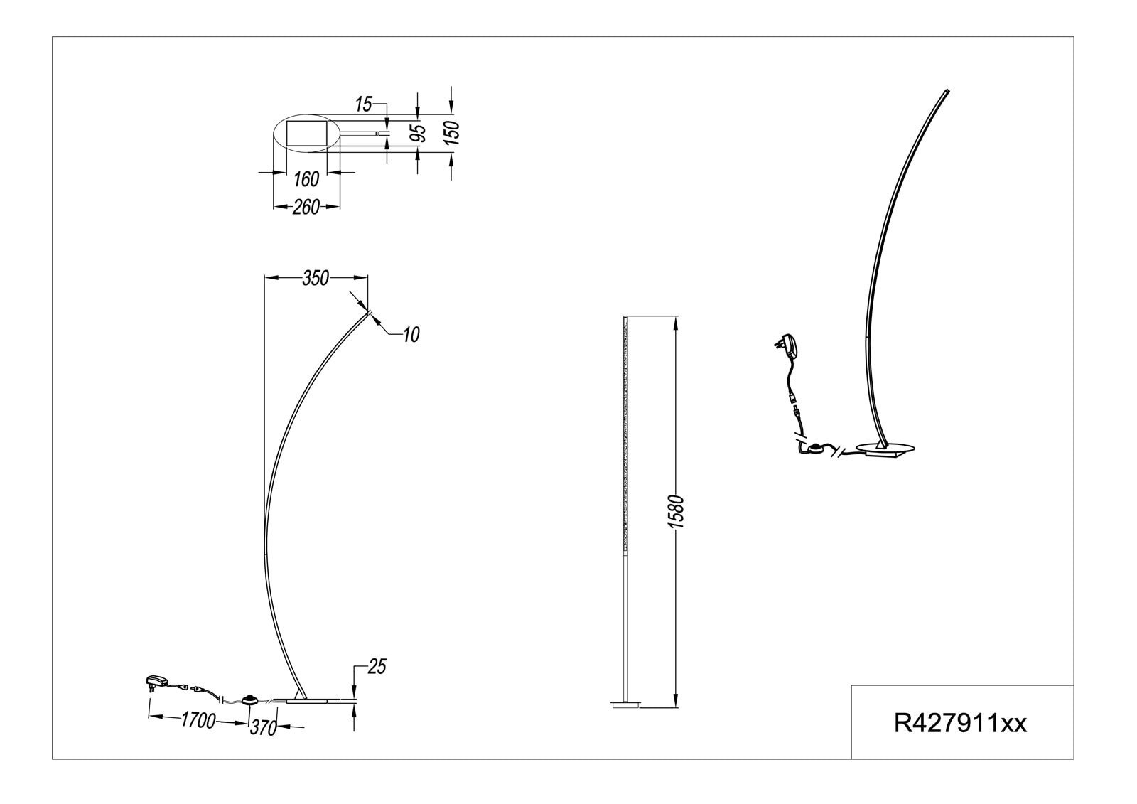 RL LED Stehlampe SOLO 158 cm silberfarbig