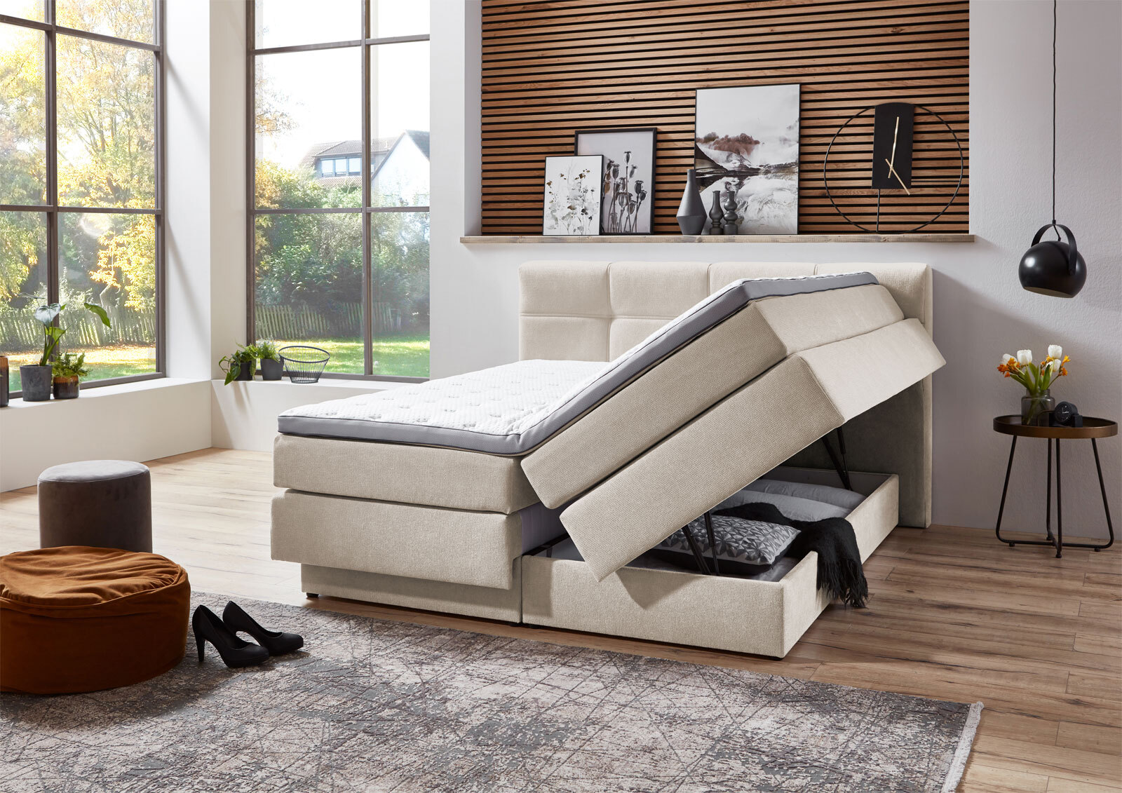 Boxspringbett PORTAGE 180 x 200 cm naturbeige