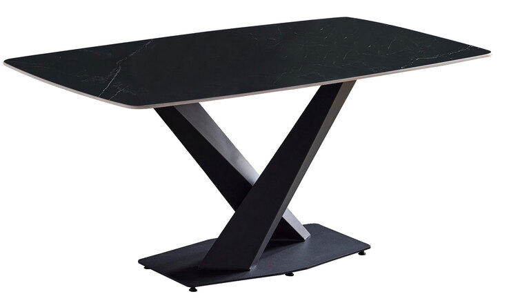 Esstisch AMSTERDAM Tischplatte Keramik schwarz matt 180 x 90 cm