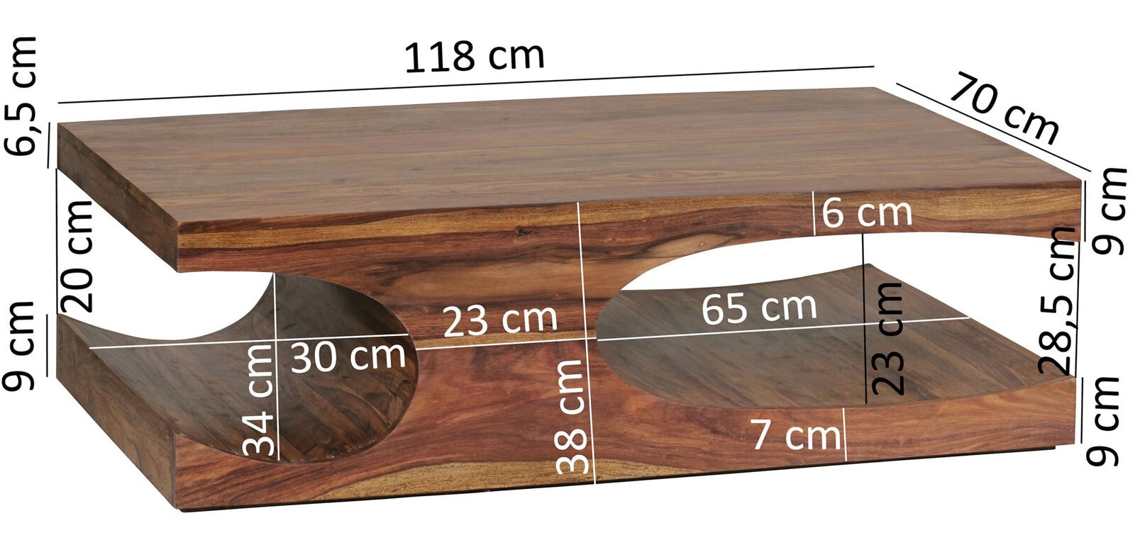 Couchtisch 118 x 70 cm braun 