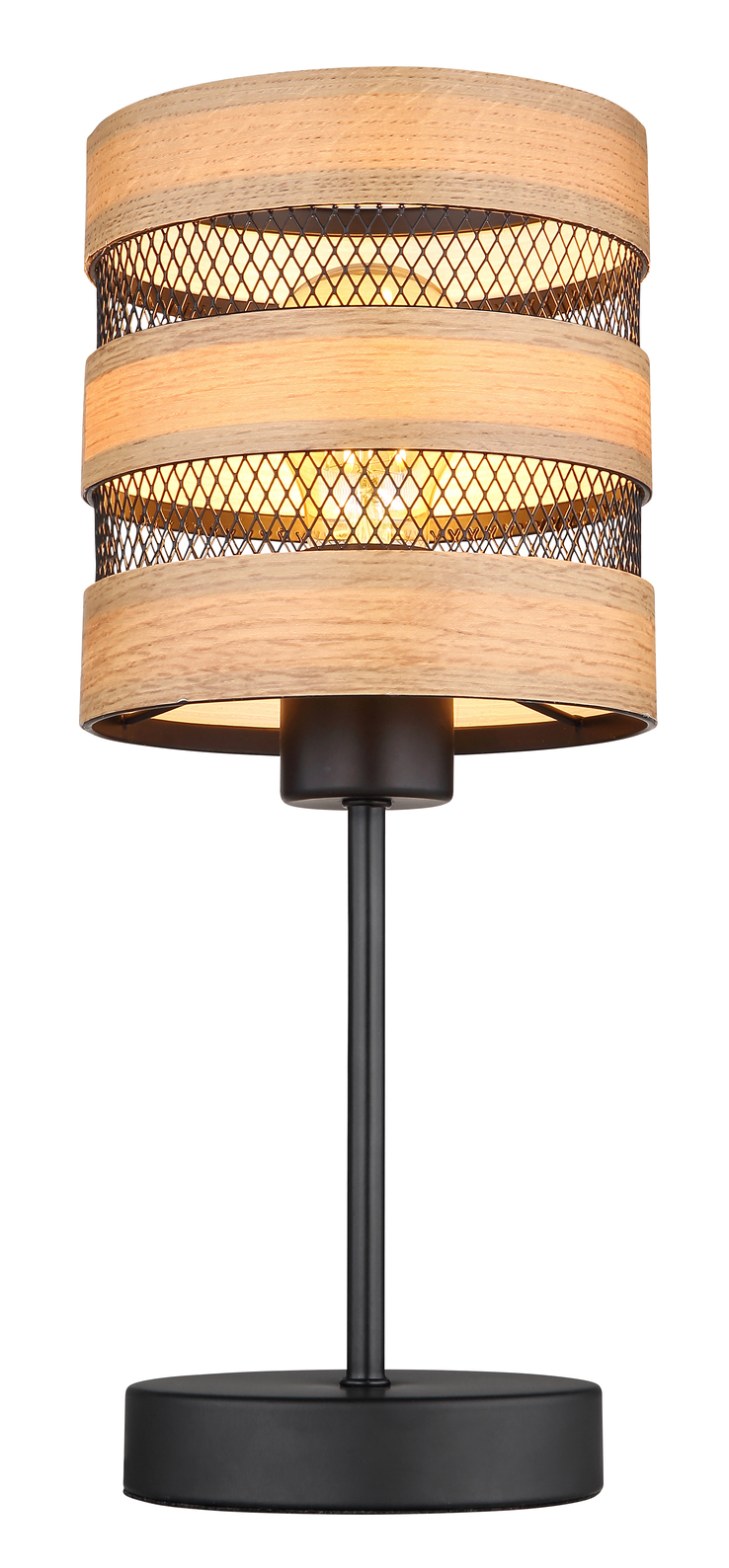 GLOBO Retrofit Tischlampe MOITAS schwarz /naturfarbig